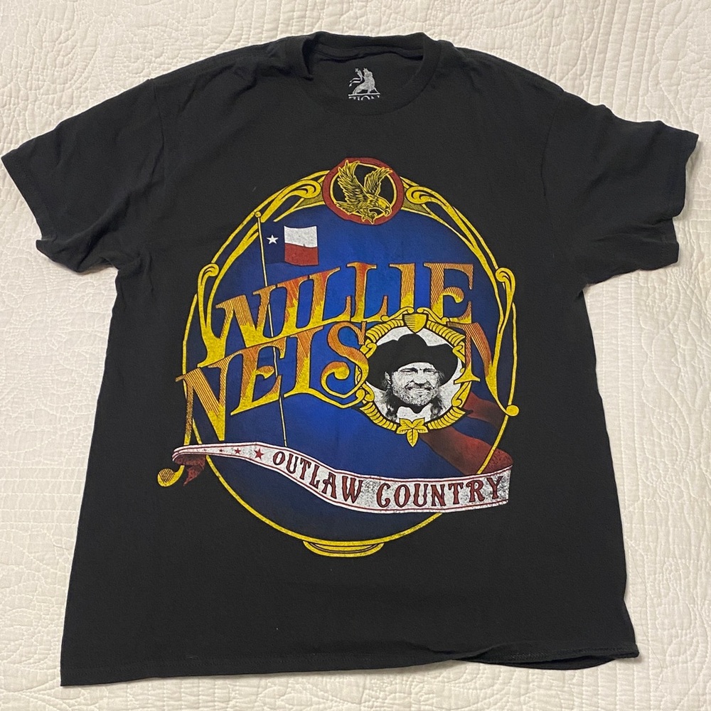 Zion Rootswear Willie Nelson Black Tee with Colorful Graphic